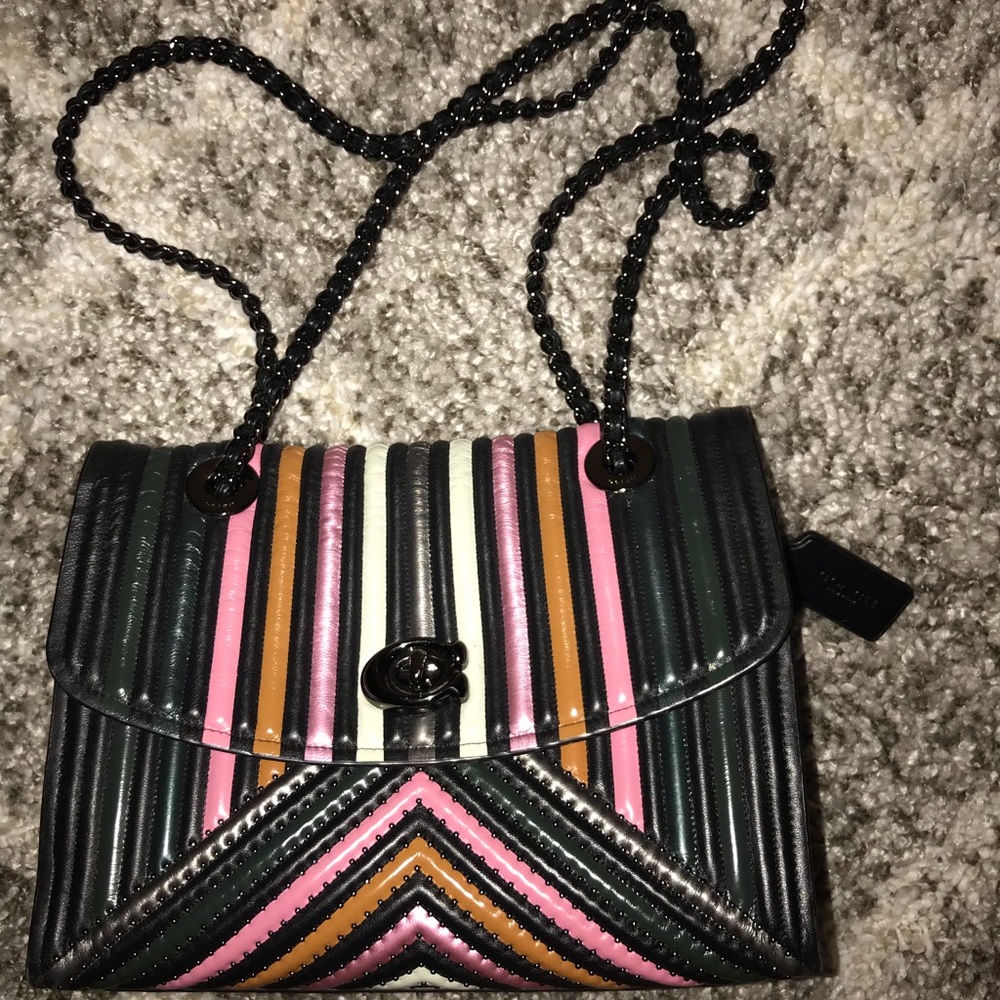 Coach Parker multicolor block quilting  rivets